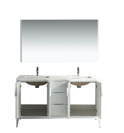 Divani 60'' Gloss White Double Sinks Vanity W/ Quartz Counter Top