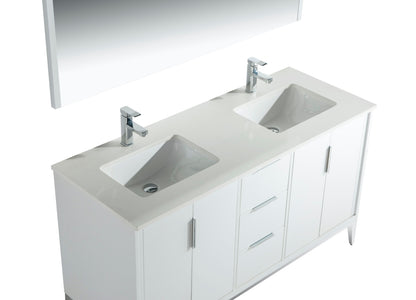 Divani 60'' Gloss White Double Sinks Vanity W/ Quartz Counter Top