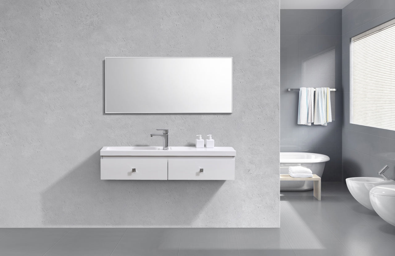 Kube Elise 44" High Gloss White Wall Mount Modern Bathroom Vanity