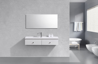 Kube Elise 44" High Gloss White Wall Mount Modern Bathroom Vanity