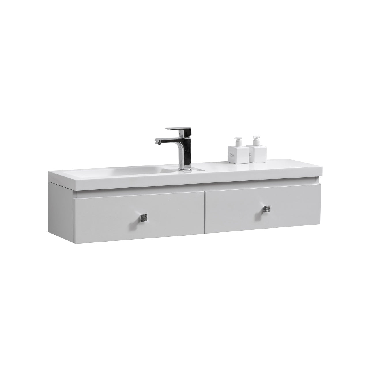 Kube Elise 44" High Gloss White Wall Mount Modern Bathroom Vanity