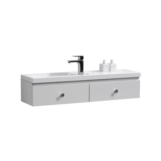 Kube Elise 44" High Gloss White Wall Mount Modern Bathroom Vanity