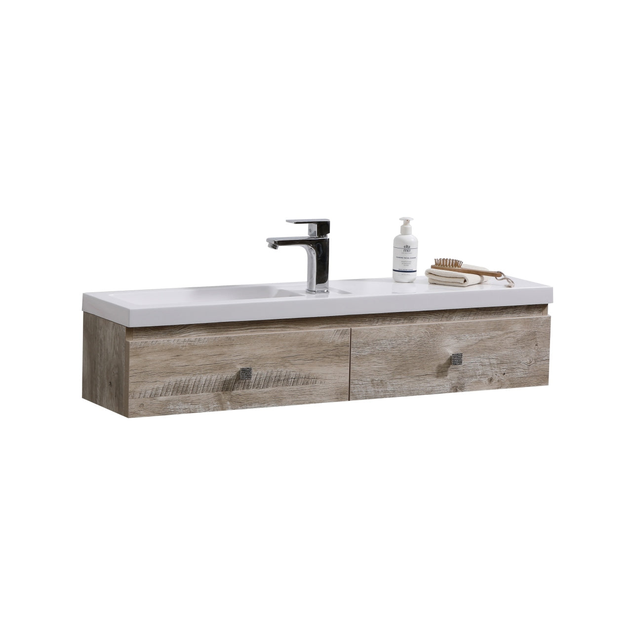 Kube Elise 44" Nature Wood Wall Mount Modern Bathroom Vanity