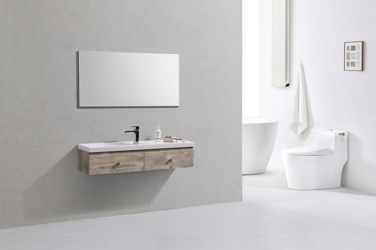 Kube Elise 44" Nature Wood Wall Mount Modern Bathroom Vanity