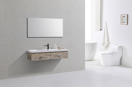 Kube Elise 44" Nature Wood Wall Mount Modern Bathroom Vanity