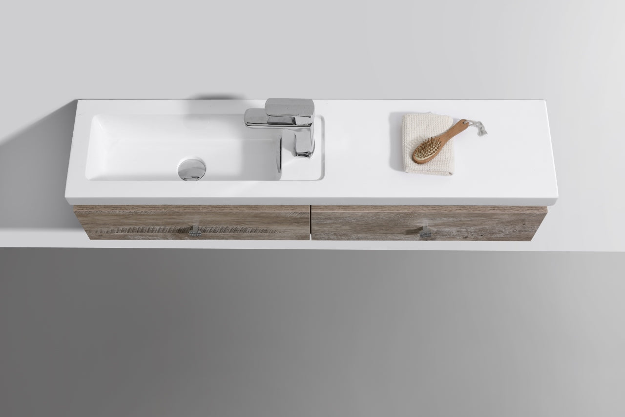 Kube Elise 44" Nature Wood Wall Mount Modern Bathroom Vanity