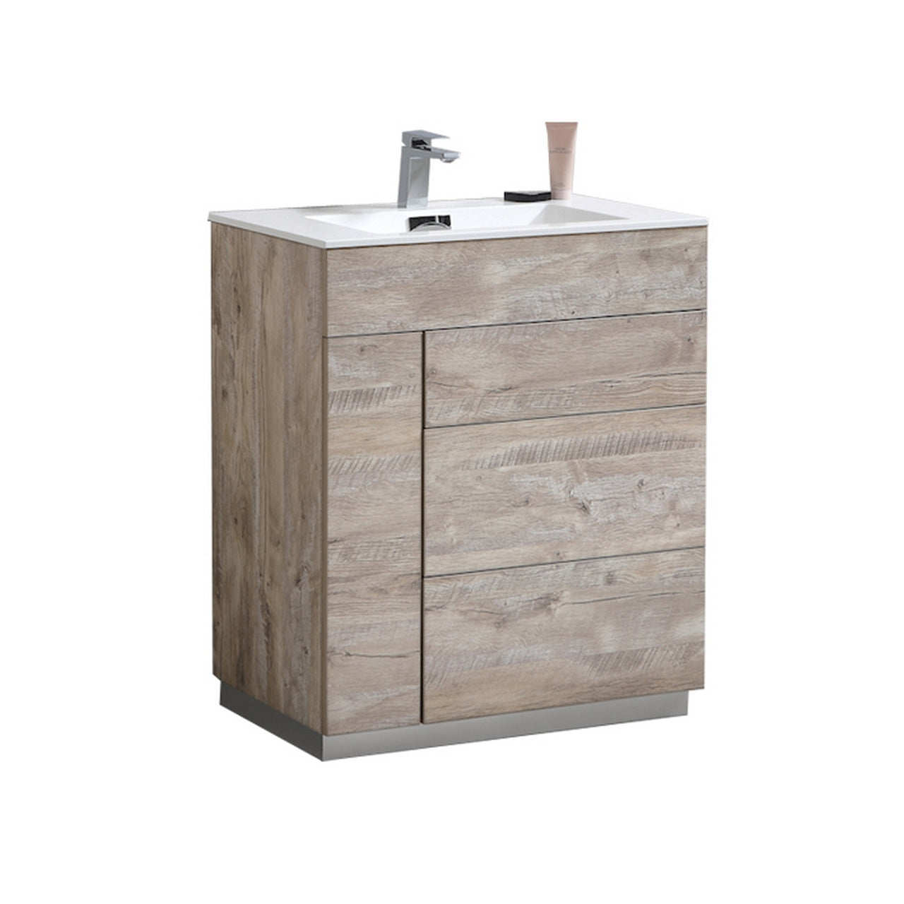 30" Milano Nature Wood Floor Mount Modern Bathroom Vanity
