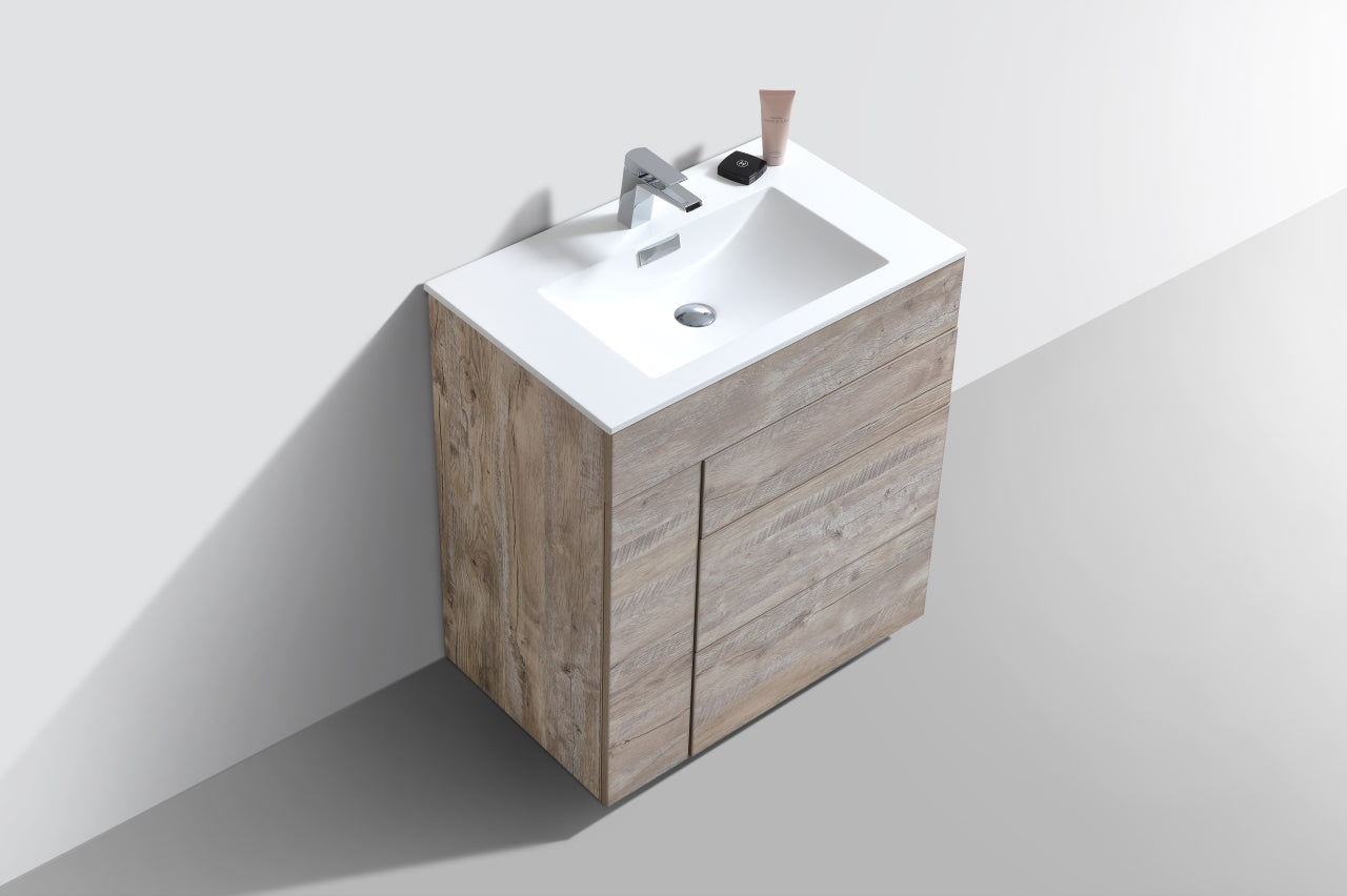 30" Milano Nature Wood Floor Mount Modern Bathroom Vanity
