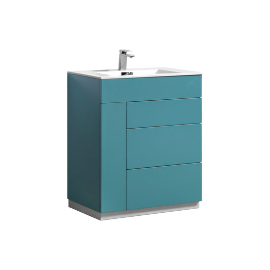 30" Milano Teal Green Floor Mount Modern Bathroom Vanity