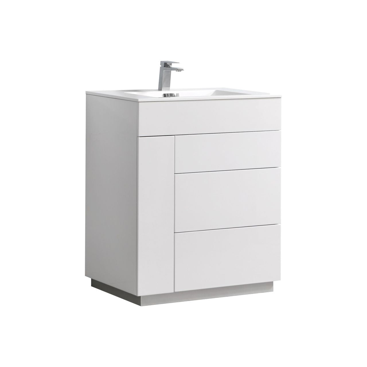30" Milano Gloss White Floor Mount Modern Bathroom Vanity