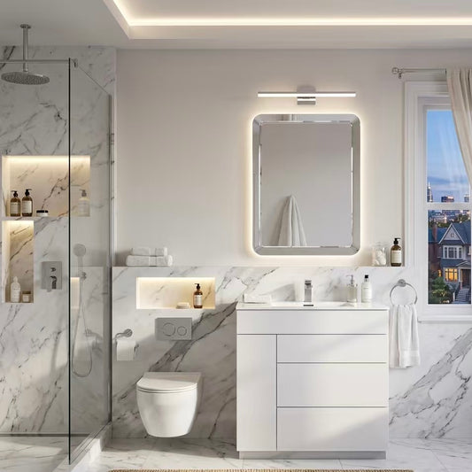 36" Milano Gloss White Floor Mount Modern Bathroom Vanity