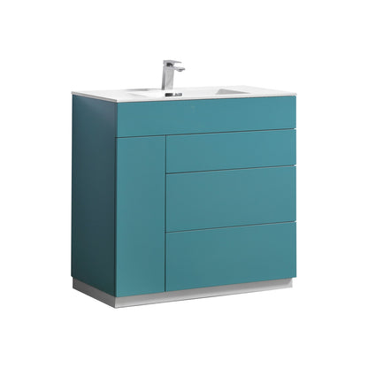 36" Milano Teal Green Floor Mount Modern Bathroom Vanity