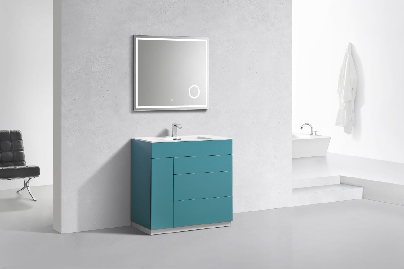 36" Milano Teal Green Floor Mount Modern Bathroom Vanity - 65% OFF