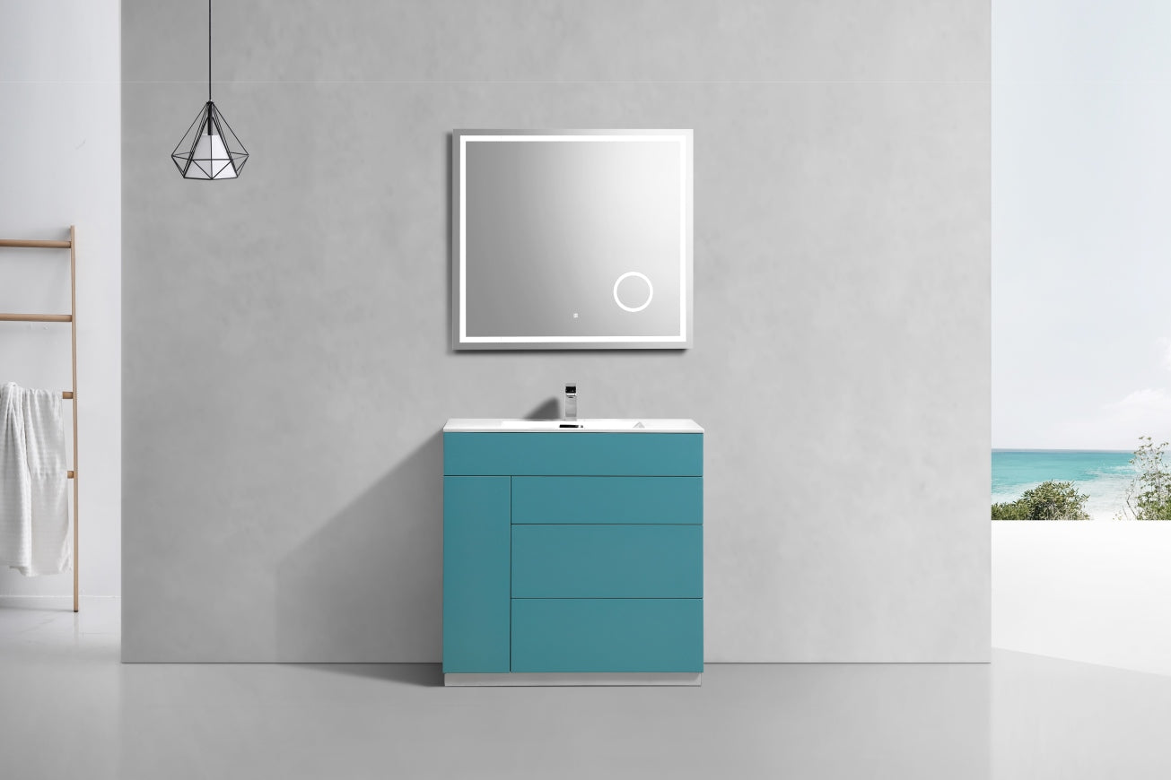 36" Milano Teal Green Floor Mount Modern Bathroom Vanity - 65% OFF