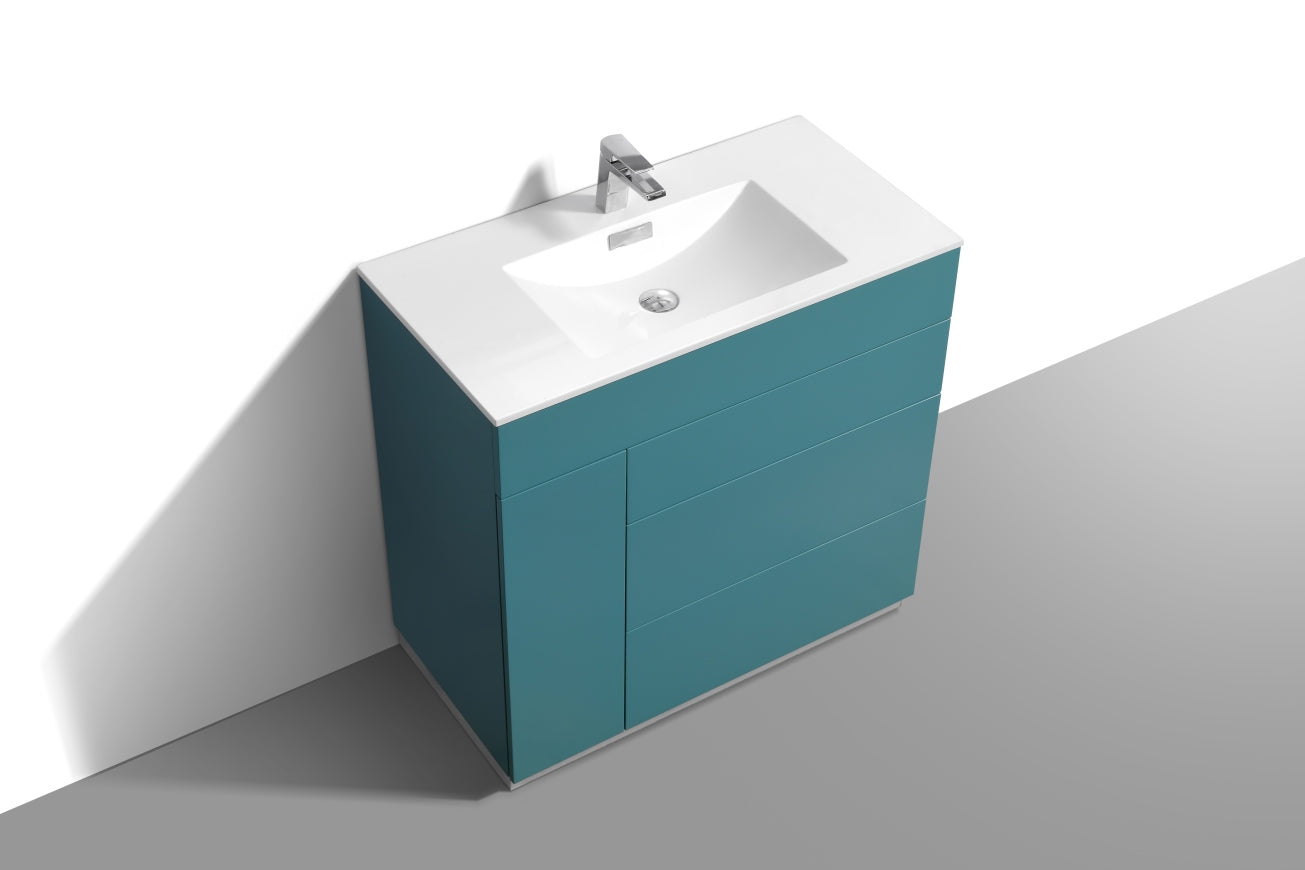 36" Milano Teal Green Floor Mount Modern Bathroom Vanity - 65% OFF