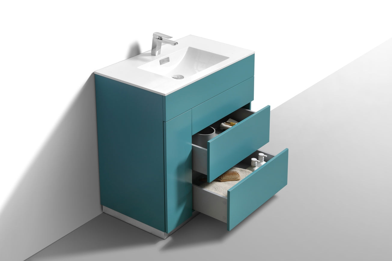 36" Milano Teal Green Floor Mount Modern Bathroom Vanity - 65% OFF