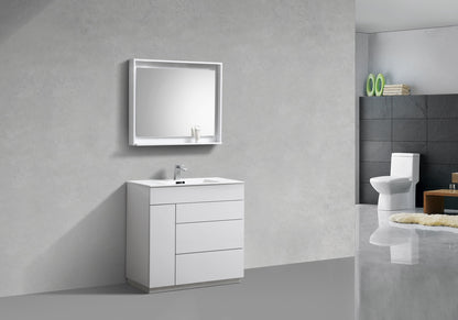 36" Milano Gloss White Floor Mount Modern Bathroom Vanity