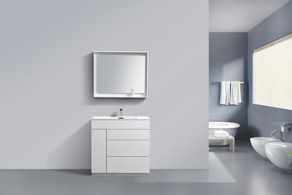 36" Milano Gloss White Floor Mount Modern Bathroom Vanity
