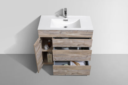 36" Milano Nature Wood Floor Mount Modern Bathroom Vanity