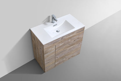 36" Milano Nature Wood Floor Mount Modern Bathroom Vanity
