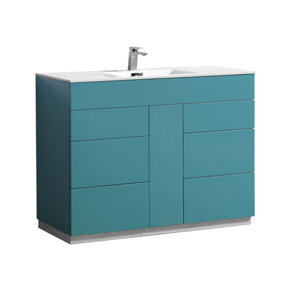 48" Milano Teal Green Floor Mount Modern Bathroom Vanity