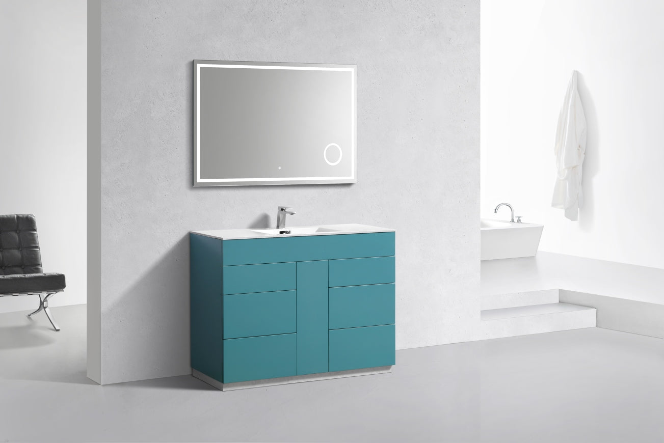 48" Milano Teal Green Floor Mount Modern Bathroom Vanity - 65% OFF