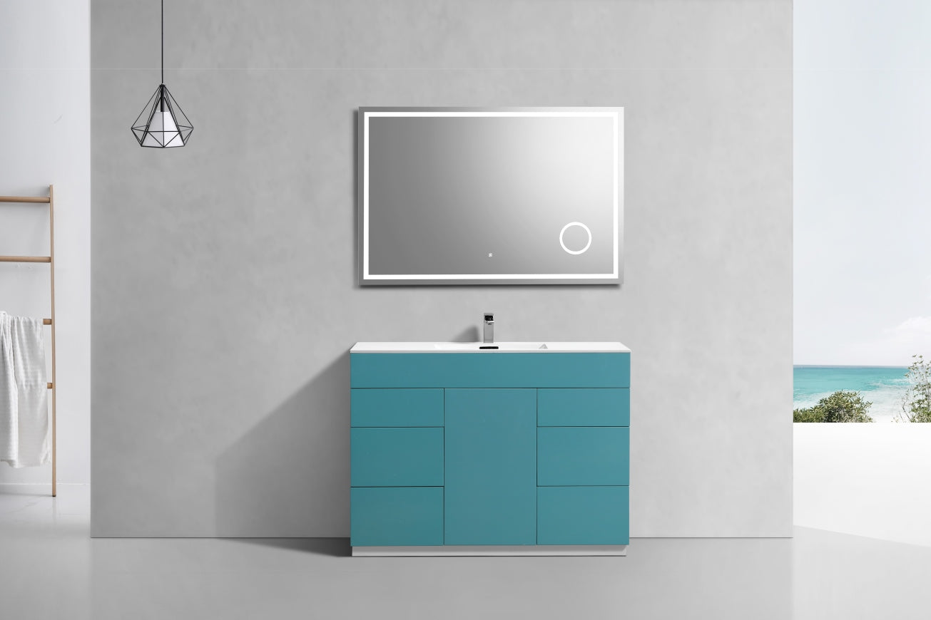 48" Milano Teal Green Floor Mount Modern Bathroom Vanity - 65% OFF