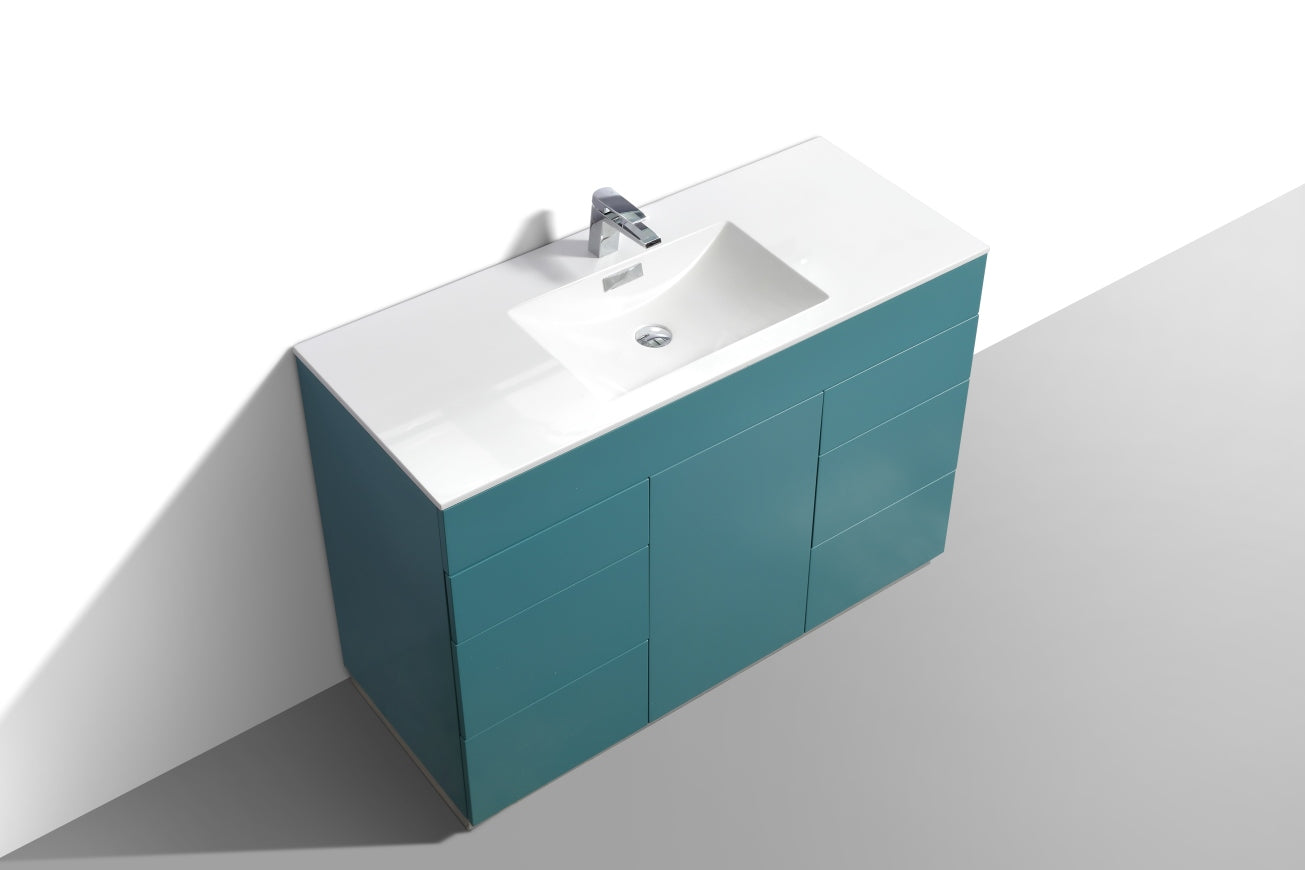 48" Milano Teal Green Floor Mount Modern Bathroom Vanity - 65% OFF