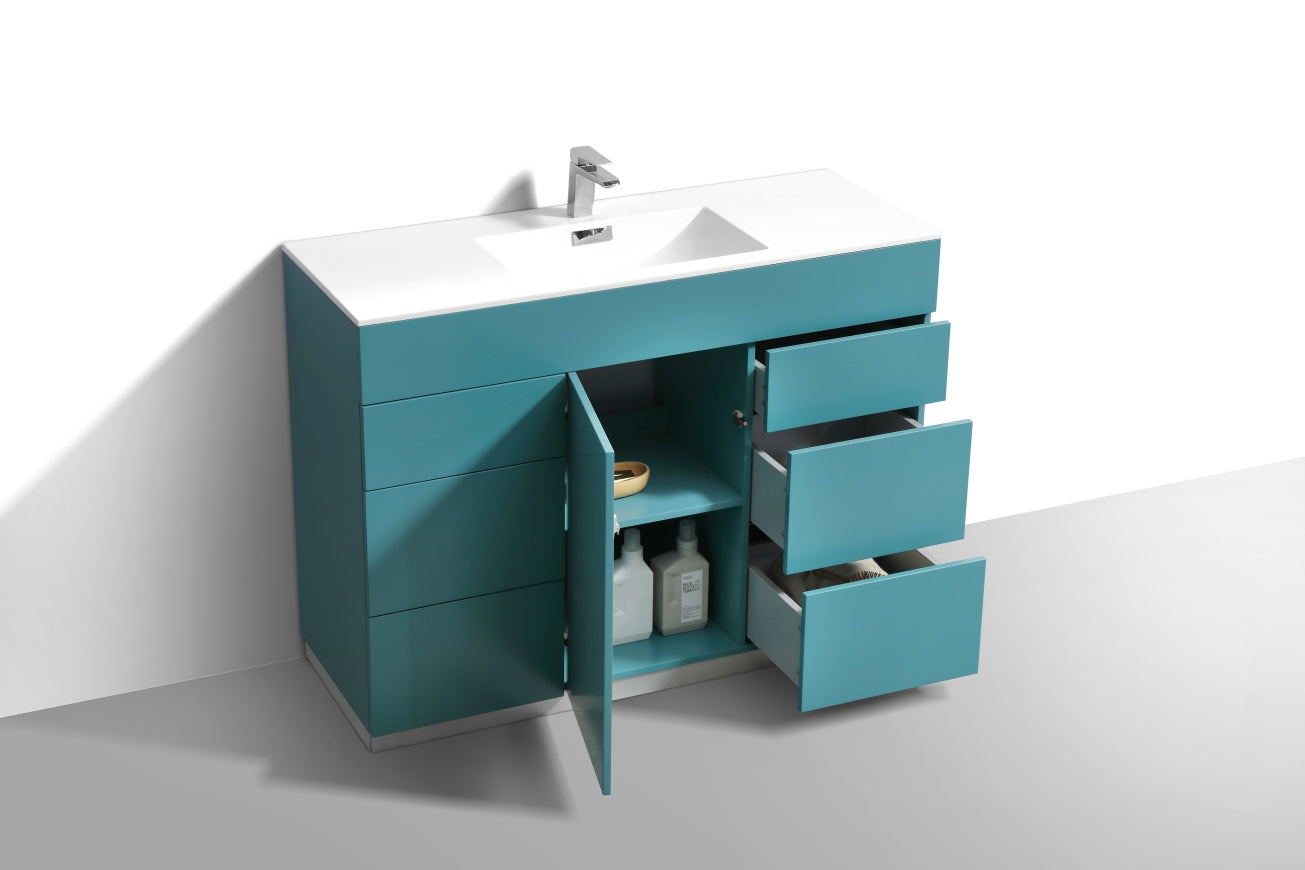 48" Milano Teal Green Floor Mount Modern Bathroom Vanity - 65% OFF