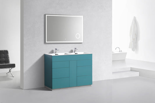 48" Milano Teal Green Floor Mount Modern Bathroom Vanity with Double Sink