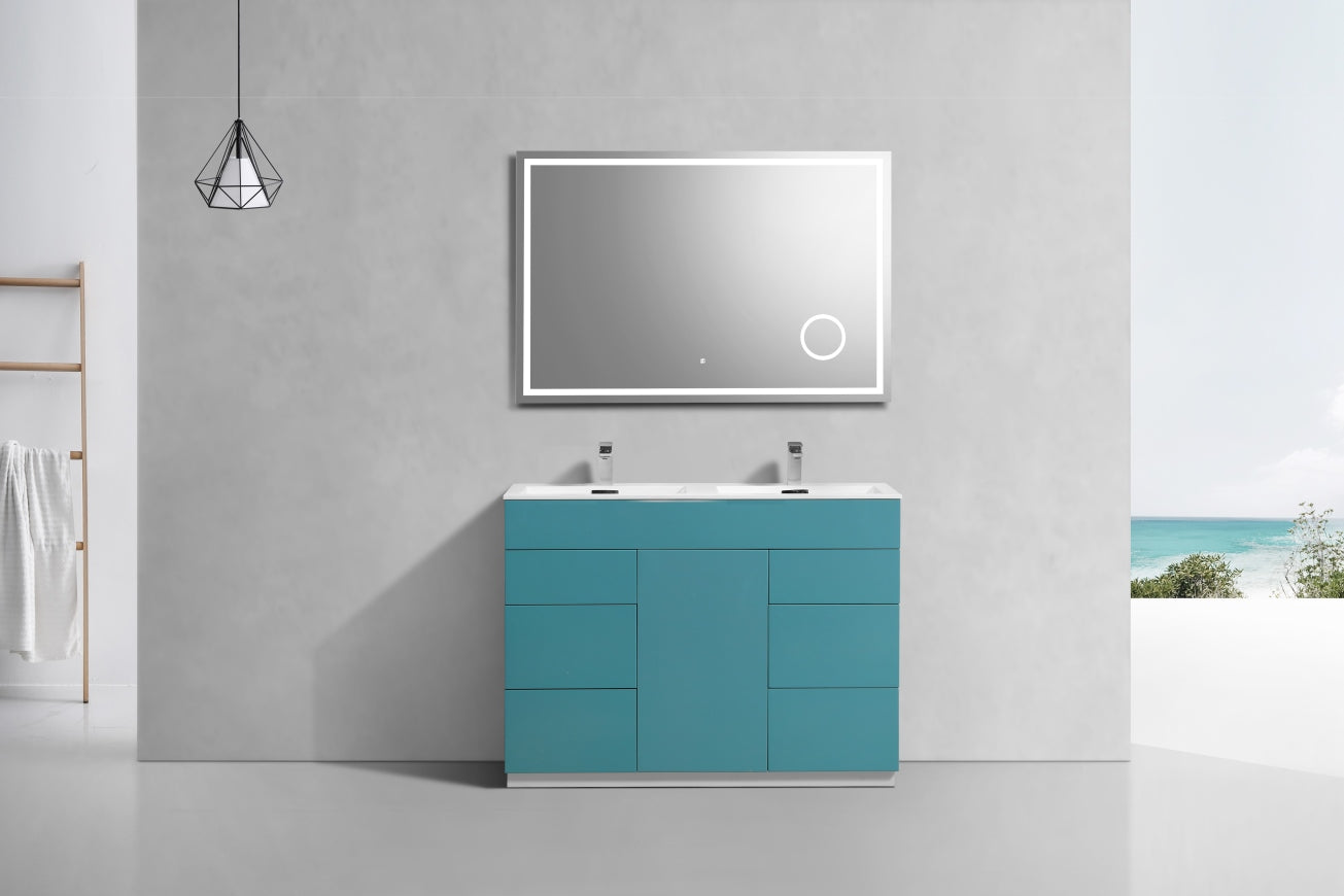 48" Milano Teal Green Floor Mount Modern Bathroom Vanity with Double Sink - 65% OFF