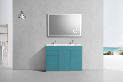 48" Milano Teal Green Floor Mount Modern Bathroom Vanity with Double Sink