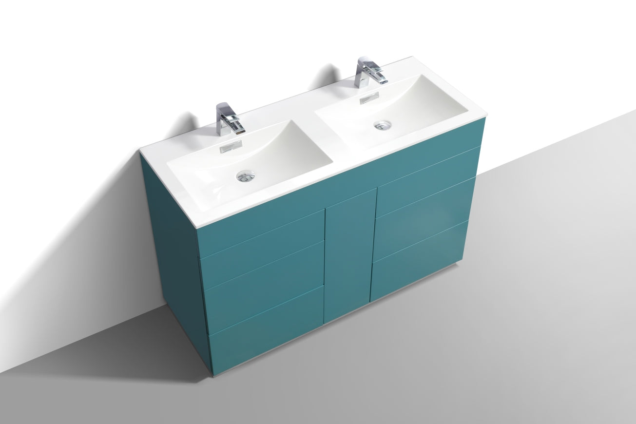 48" Milano Teal Green Floor Mount Modern Bathroom Vanity with Double Sink - 65% OFF