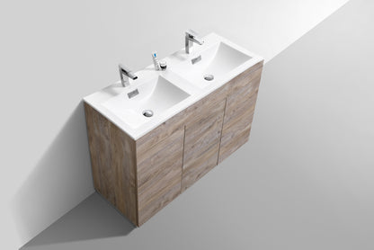 48" Milano Nature Wood Floor Mount Modern Bathroom Vanity with Double Sink