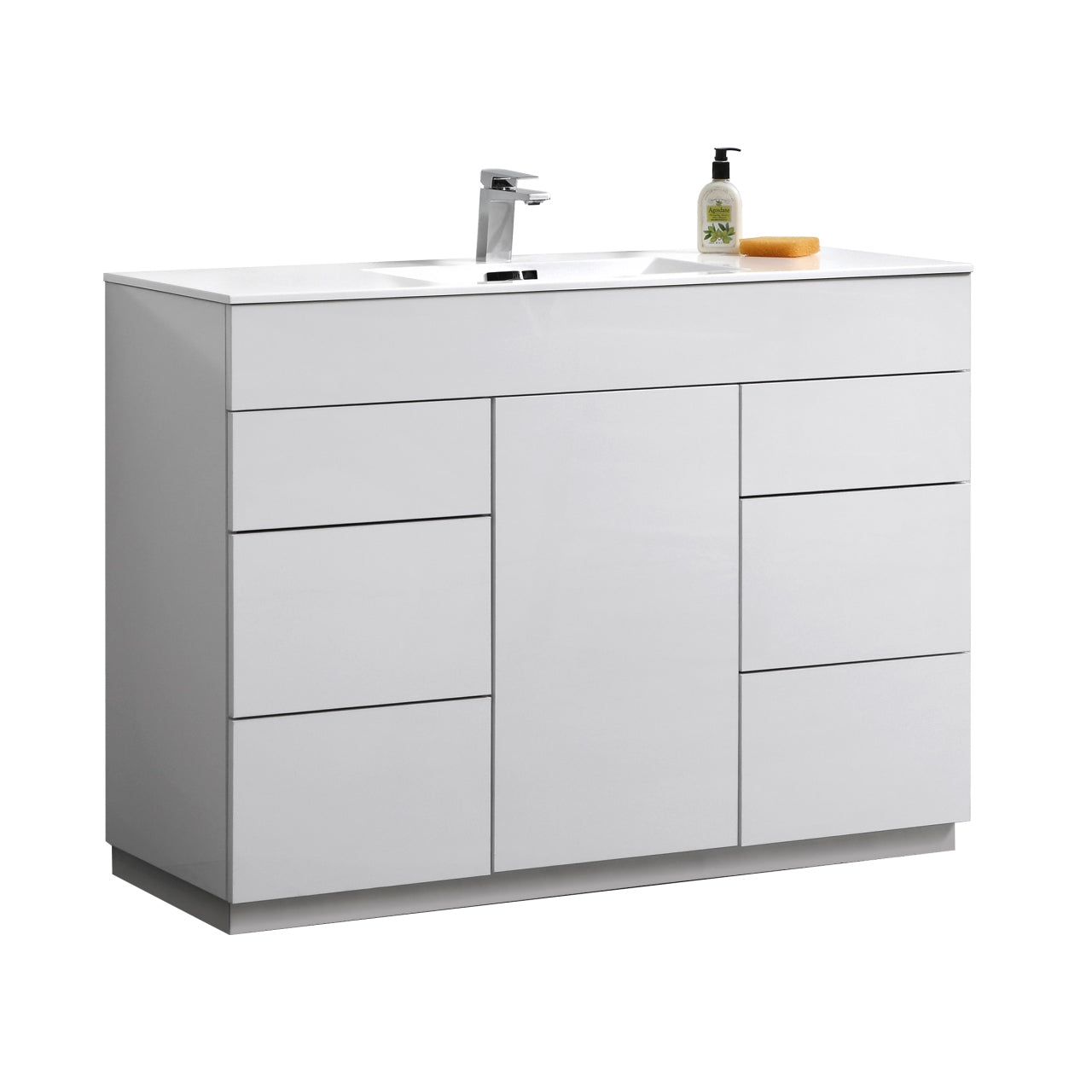 48" Milano Gloss White Floor Mount Modern Bathroom Vanity