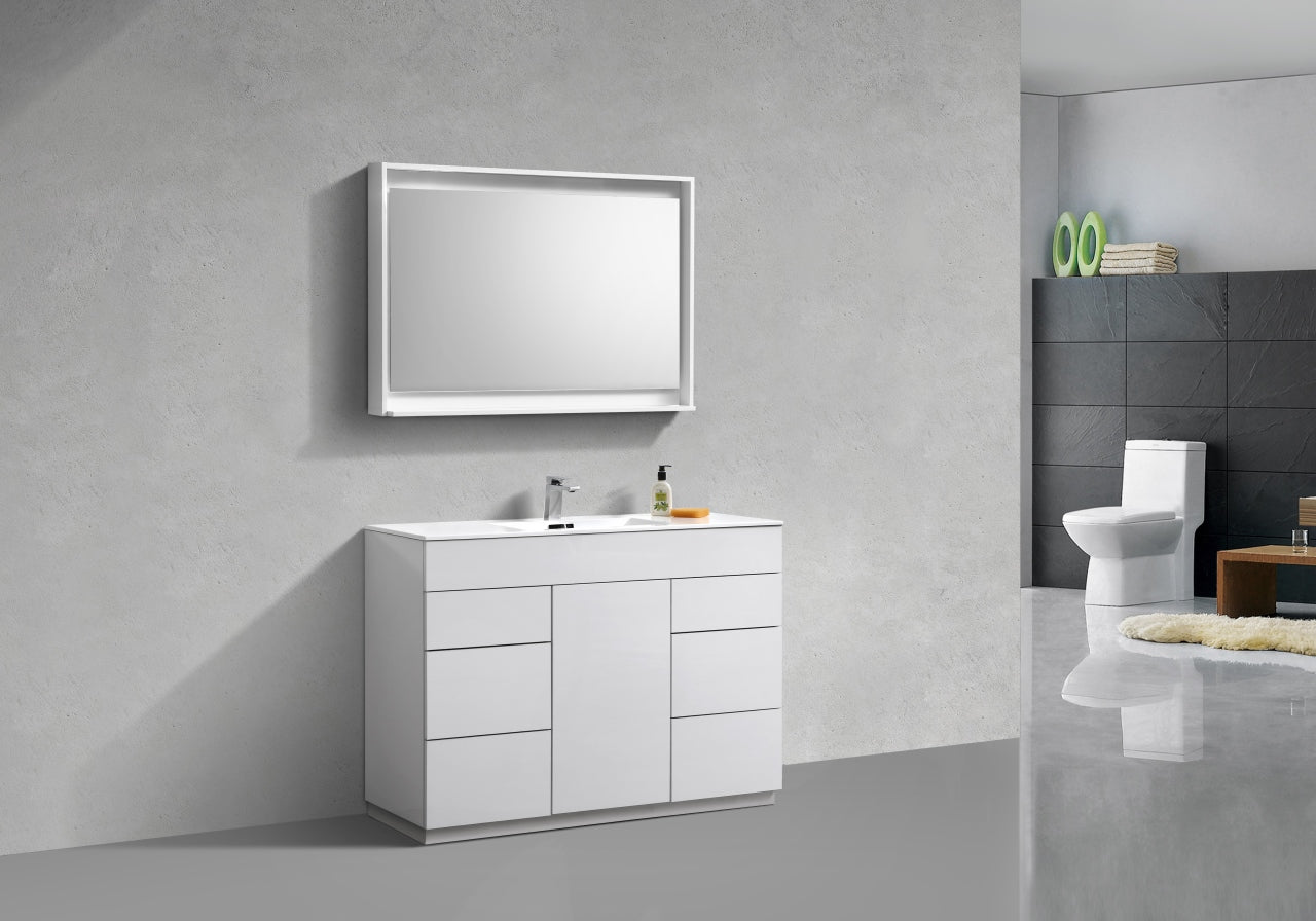 48" Milano Gloss White Floor Mount Modern Bathroom Vanity