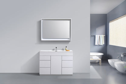 48" Milano Gloss White Floor Mount Modern Bathroom Vanity