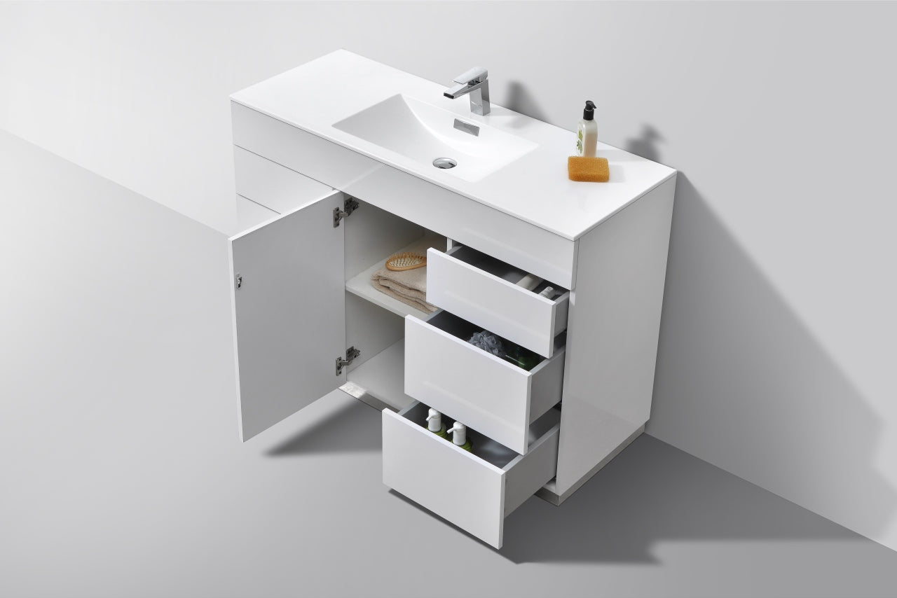48" Milano Gloss White Floor Mount Modern Bathroom Vanity
