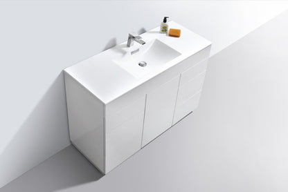 48" Milano Gloss White Floor Mount Modern Bathroom Vanity