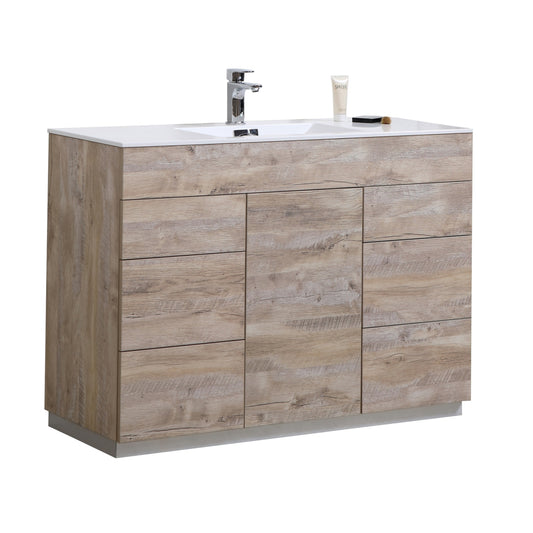 48" Milano Nature Wood Floor Mount Modern Bathroom Vanity - 65% OFF