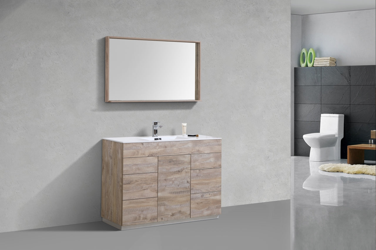 48" Milano Nature Wood Floor Mount Modern Bathroom Vanity - 65% OFF