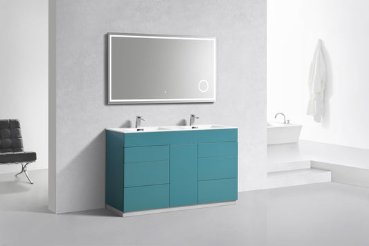 60" Milano Teal Green Floor Mount Modern Bathroom Vanity with Double Sink