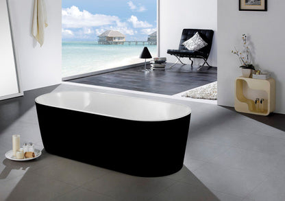 67'' Kube OVALE  Black and White Free Standing Bathtub