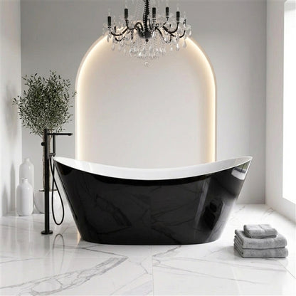 68'' Kube Luna Black and White Free Standing Bathtub