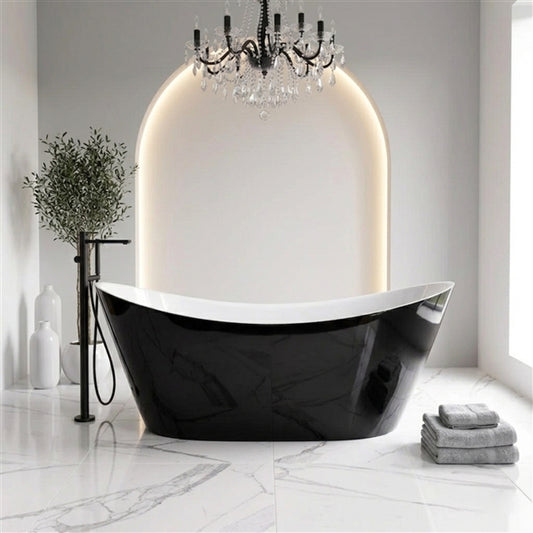 68'' Kube Luna Black and White Free Standing Bathtub