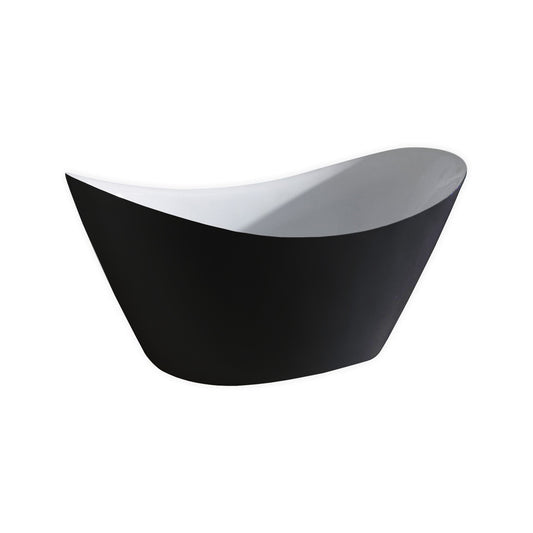 68'' Kube Luna Black and White Free Standing Bathtub
