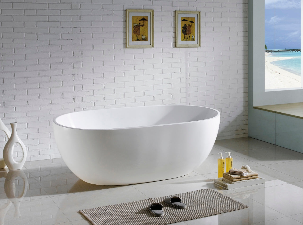 67" Kube Vernice Free Standing Bathtub Matte White - Back Order ETA 9/20