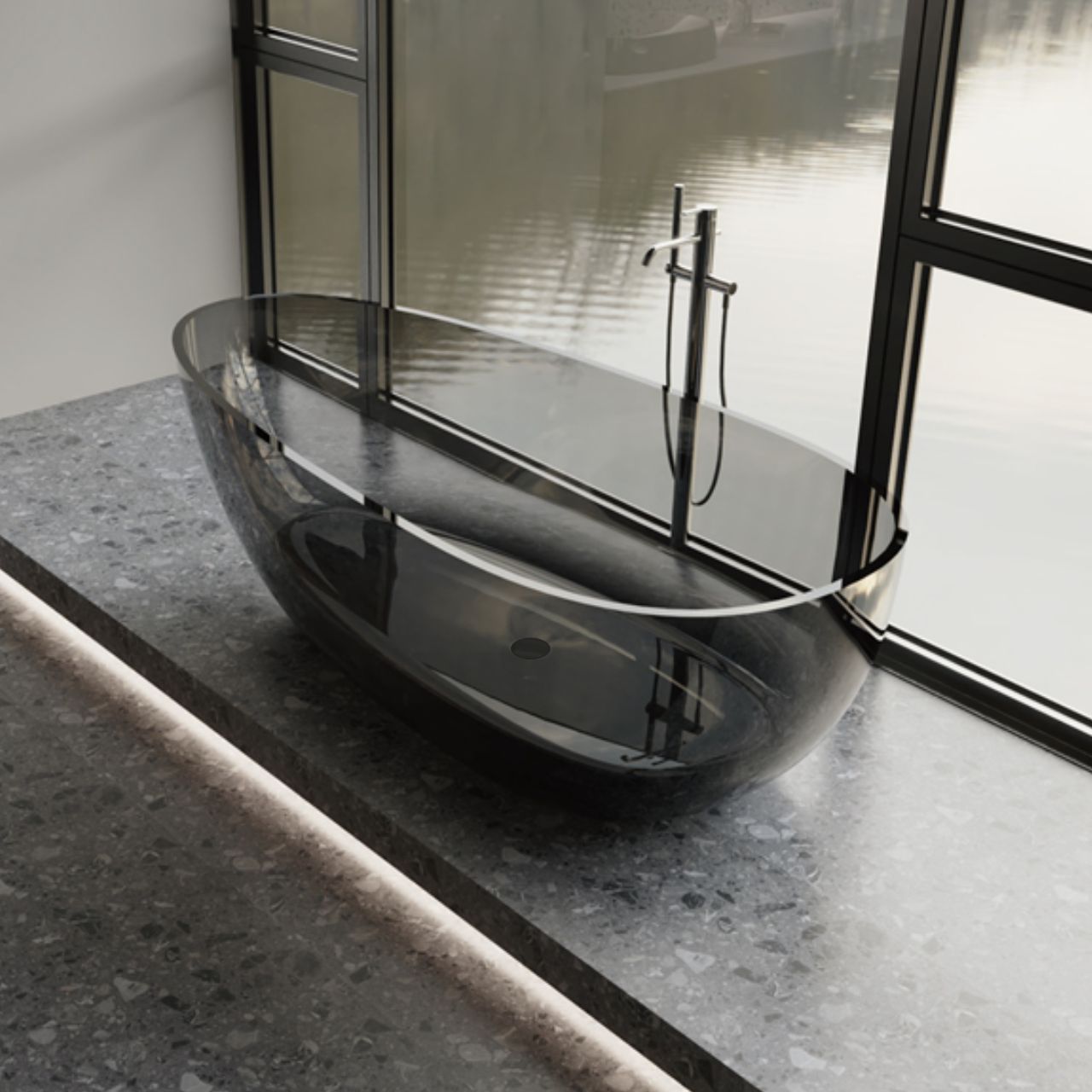 67" KubeBath Crystal Resin Free Standing Bathtub