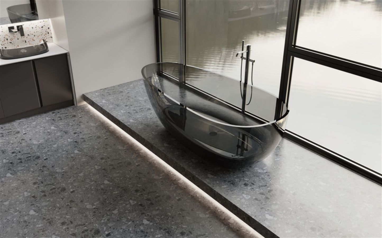 67" KubeBath Crystal Resin Free Standing Bathtub
