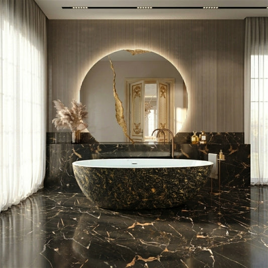 67" Kube BALLI Black and Gold Free Standing Bathtub